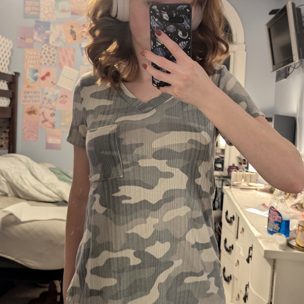 Camouflage V-Neck T-Shirt